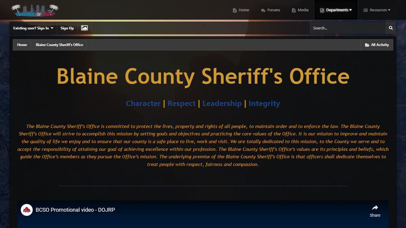 Blaine County Sheriff's Office - Department of Justice Roleplay